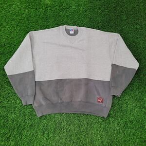 Vintage 90s Russell-Athletic Blank Sweatshirt XL 24x26 Gray Colorblock